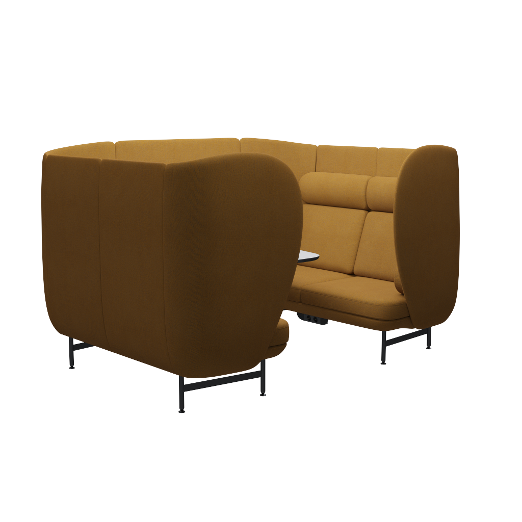 Fritz Hansen Plenum™ JH1004MUT - Besprechungskabine mit Tisch-Wiederholte Wolle / Safron/Natur (448)