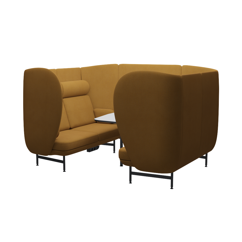 Fritz Hansen Plenum™ JH1004MUT - Besprechungskabine mit Tisch-Wiederholte Wolle / Safron/Natur (448)