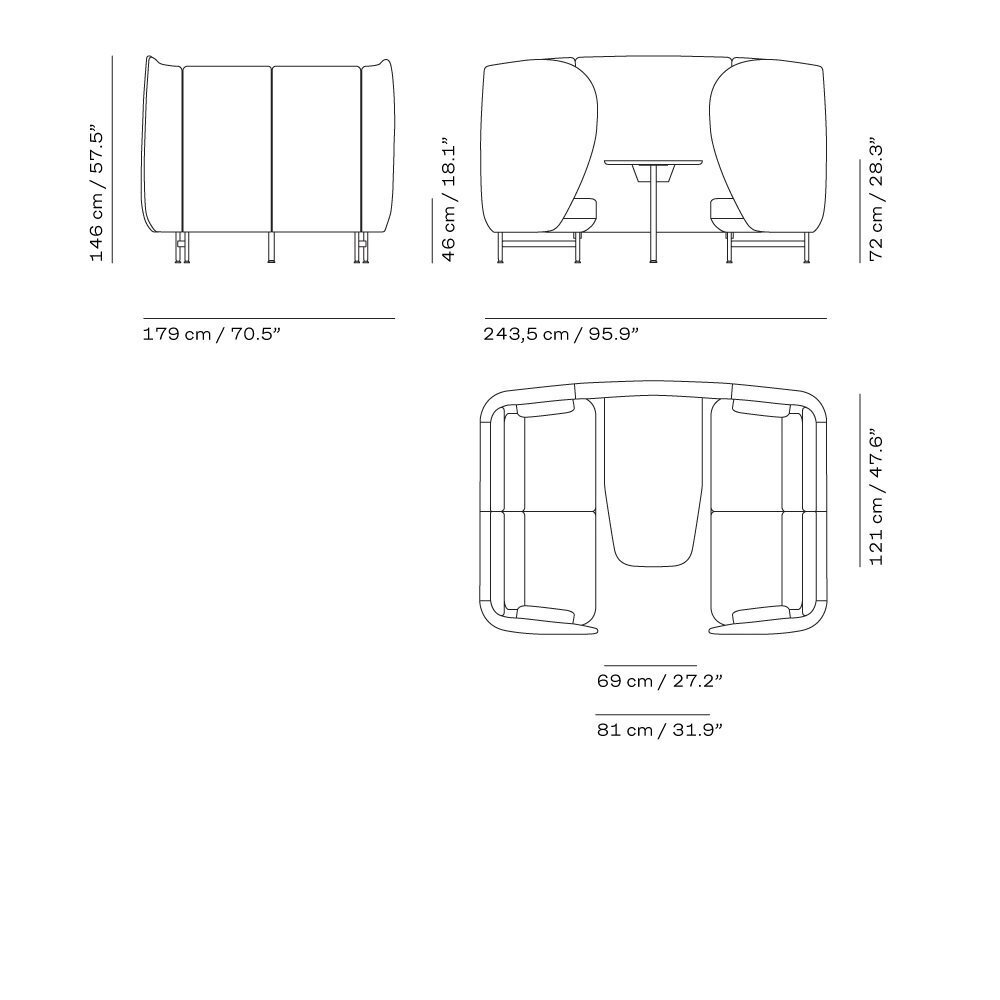 Fritz Hansen Plenum™ JH1004MUT - Besprechungskabine mit Tisch