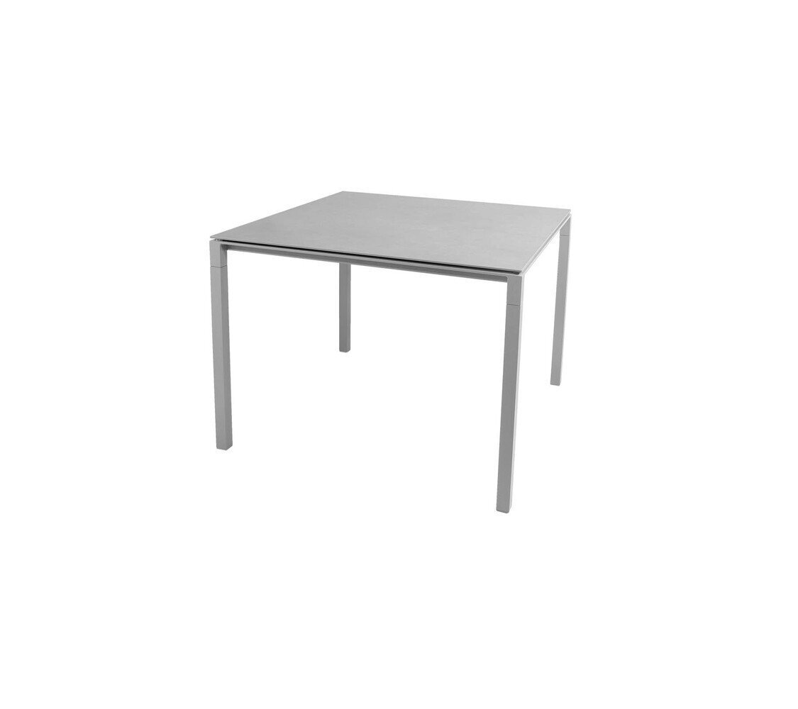 Cane-Line Pure Outdoor Tisch 100x100 cm-Aluminium, Light grey-Ceramic, Concrete grey