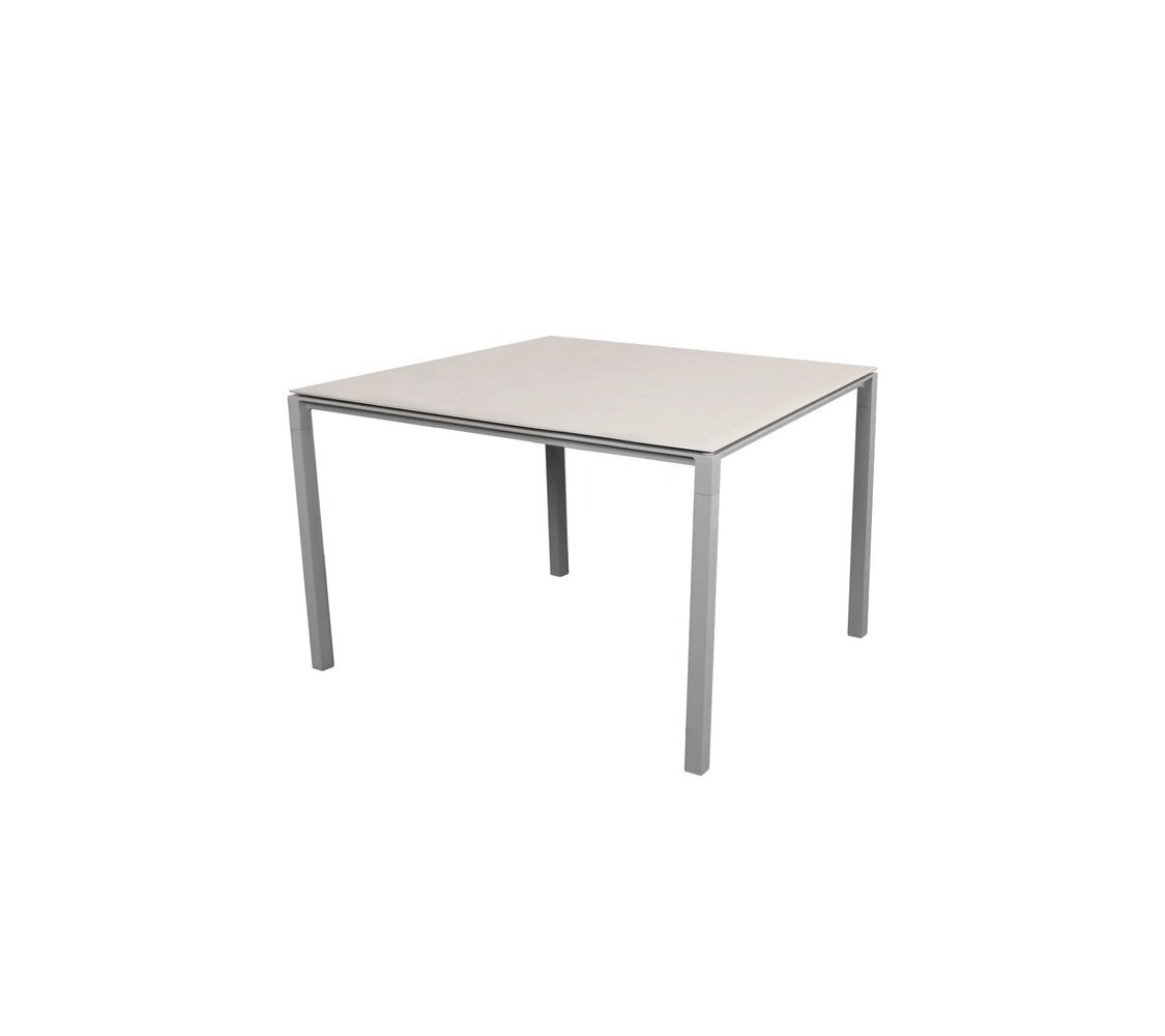 Cane-Line Pure Outdoor Tisch 100x100 cm-Aluminium, Light grey-Ceramic, Toscana sand