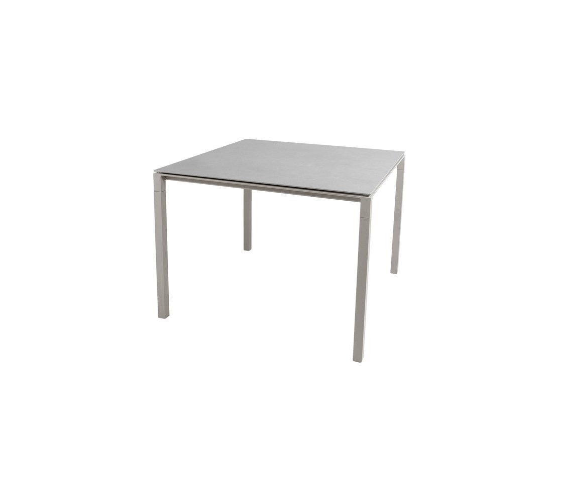 Cane-Line Pure Outdoor Tisch 100x100 cm-Aluminium, Taupe-Ceramic, Concrete grey