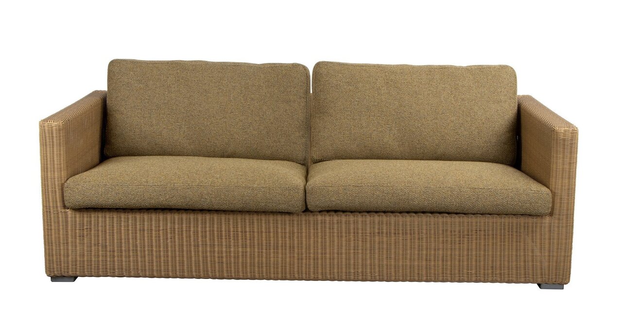 Cane-Line Chester 3 Sitzer Loungesofa-Natural, Cane-line Weave-Cane-line Rise, Turmeric yellow 