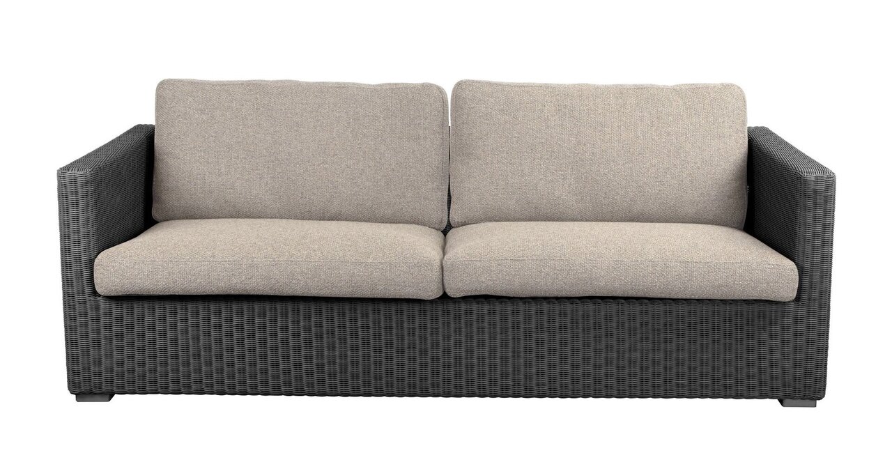 Cane-Line Chester 3 Sitzer Loungesofa-Graphite, Cane-line Weave-Cane-line Rise, Desert sand