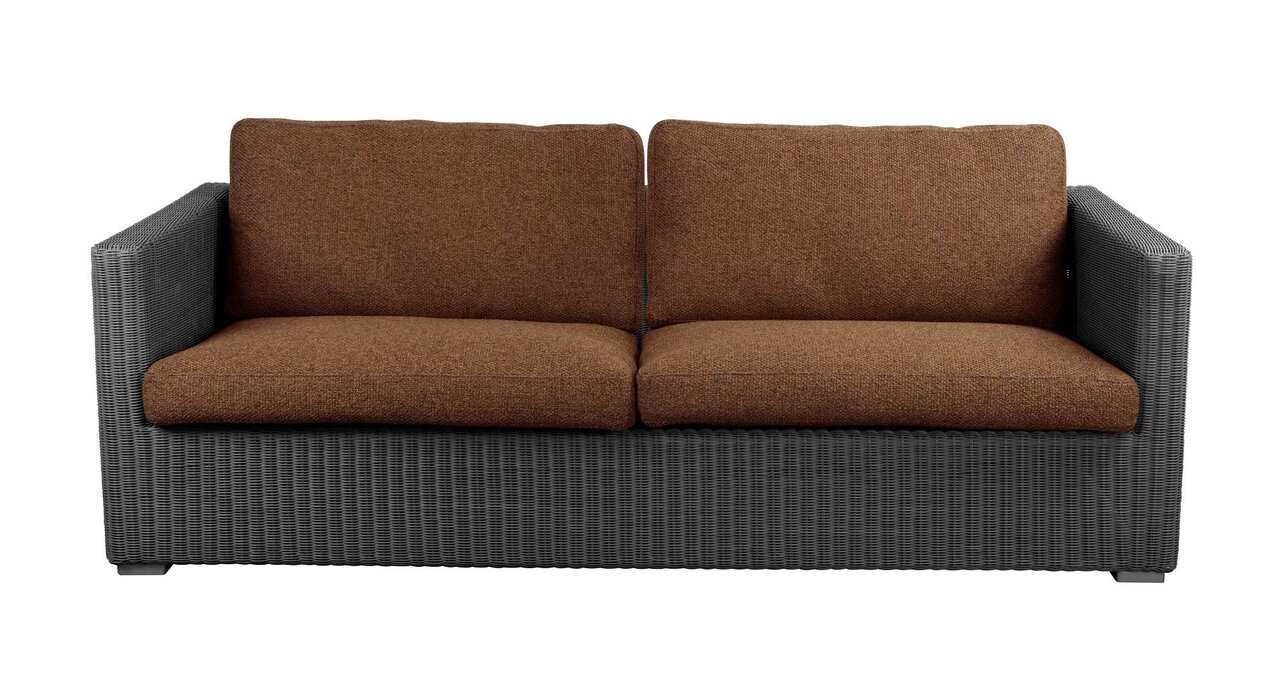 "Cane-Line Chester 3 Sitzer Loungesofa-Graphite, Cane-line Weave-Cane-line Rise, Umber	brown"