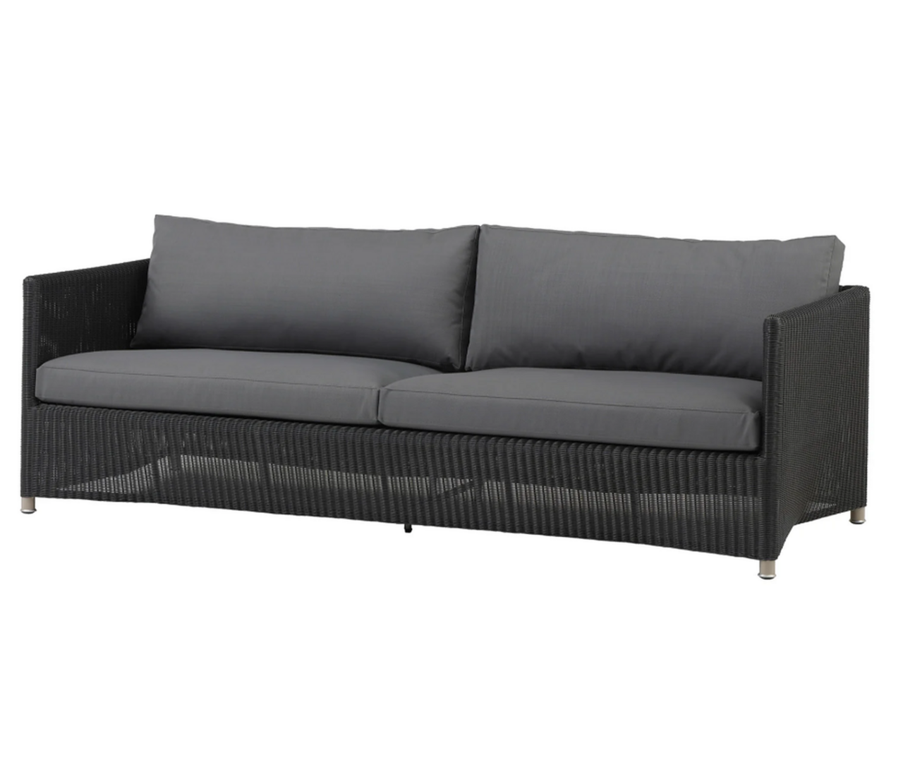 Cane-Line Diamond 3-Sitzer Sofa inkl. Kissensatz - Graphite, Cane-line Weave Rahmen inkl. grey Cane-line Natté Kissensatz