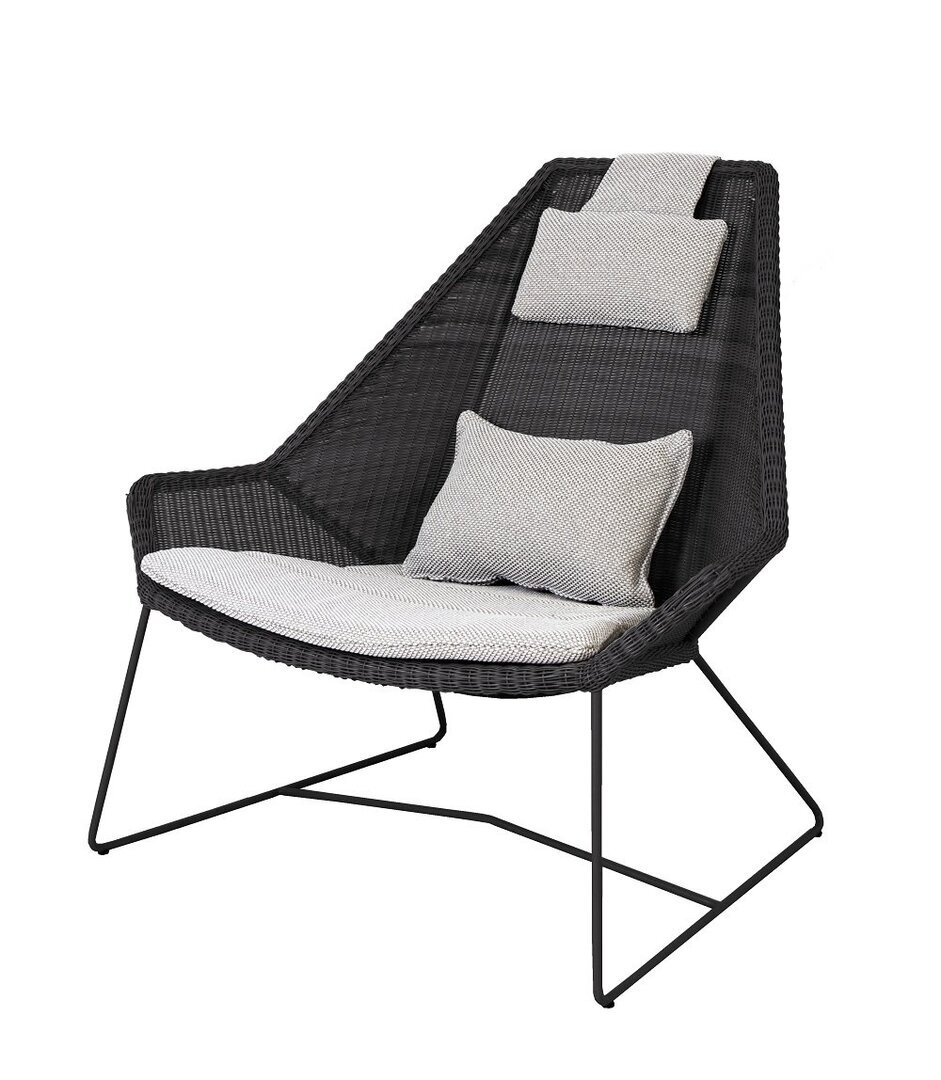 Cane-Line Breeze Highbacksessel-Cane-line Weave, Schwarz-Cane-line Focus, Light Grey