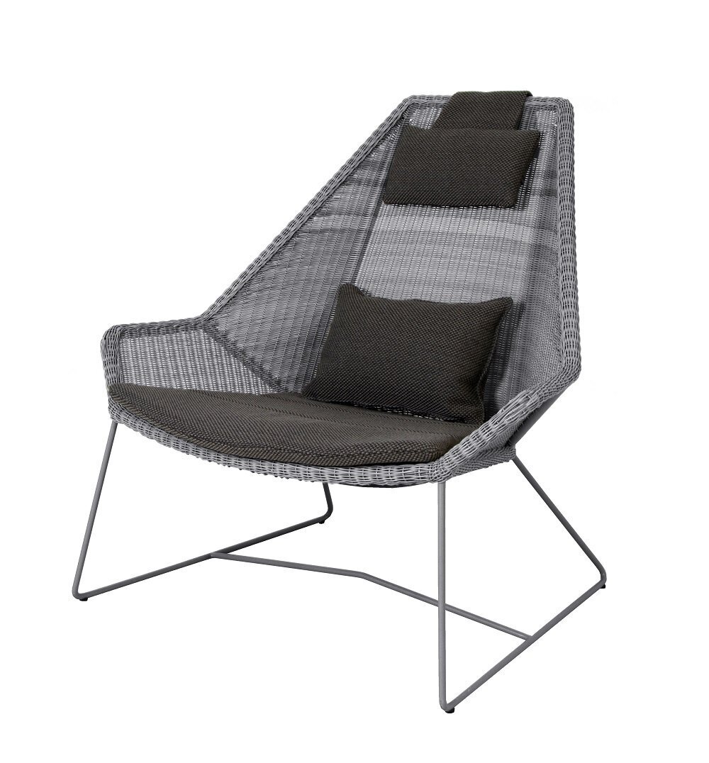 Cane-Line Breeze Highbacksessel-Cane-line Weave, Light Grey-Cane-line Focus, Dark Grey