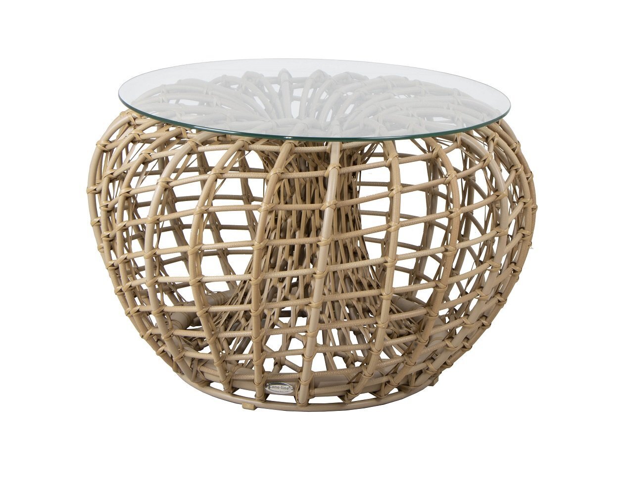 Cane-Line Nest Hocker klein-Aluminium m/Cane-line Weave, Natural-Gehärtetes Glas, Clear Glass