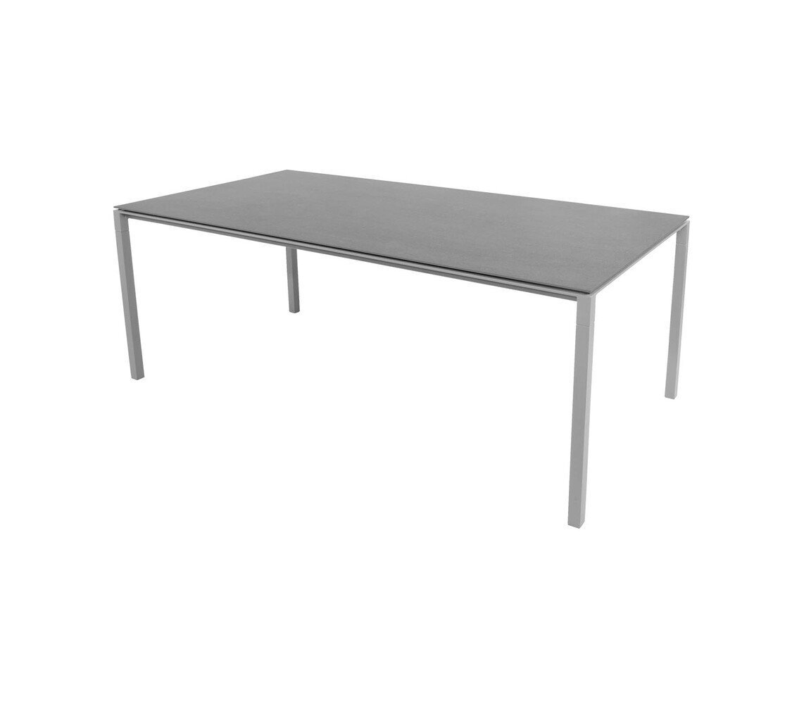 Cane-Line Pure Outdoor Tisch 200x100 cm-Aluminium, Light grey-Ceramic, Basalt grey