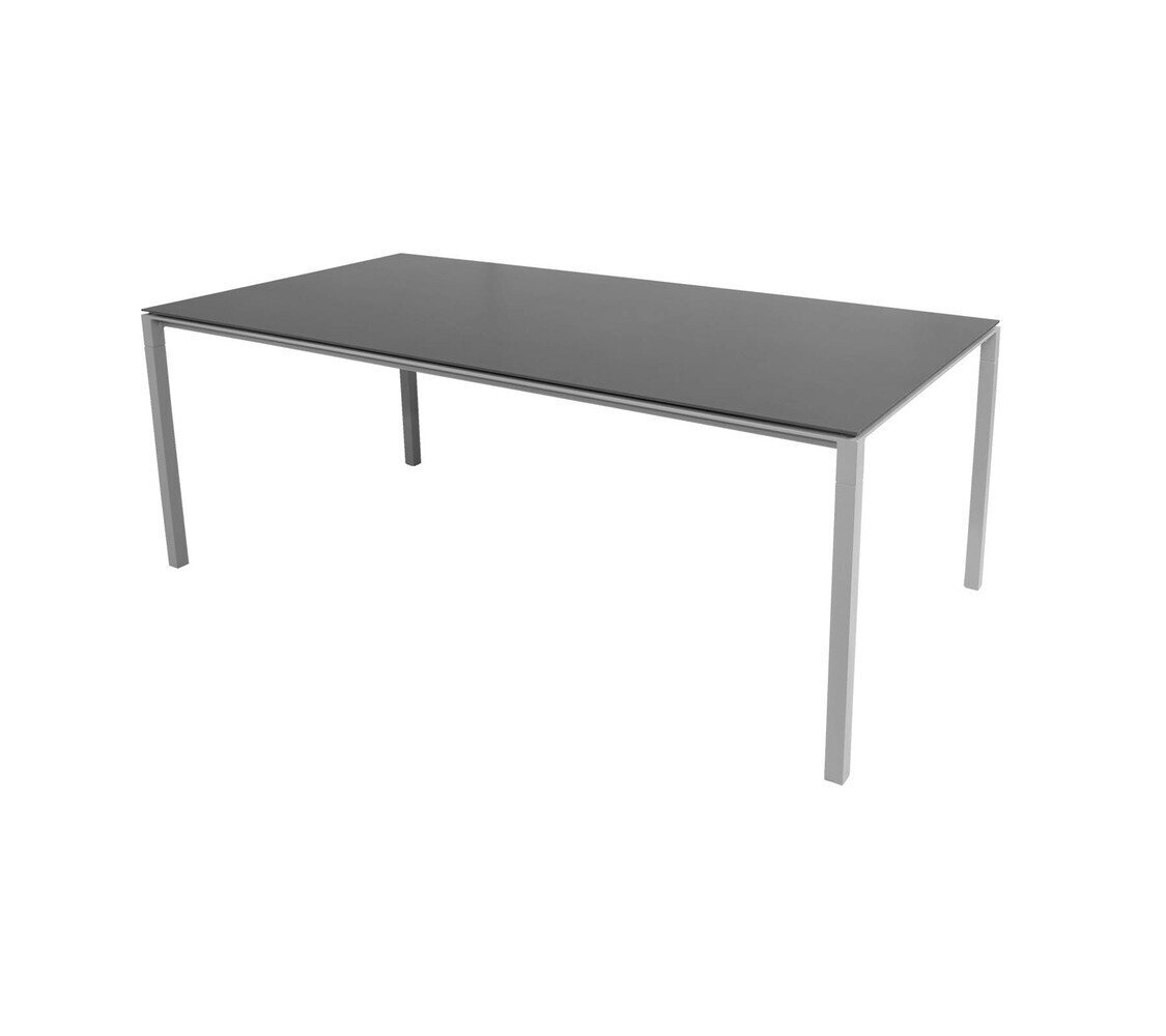 Cane-Line Pure Outdoor Tisch 200x100 cm-Aluminium, Light grey-Ceramic, Nero