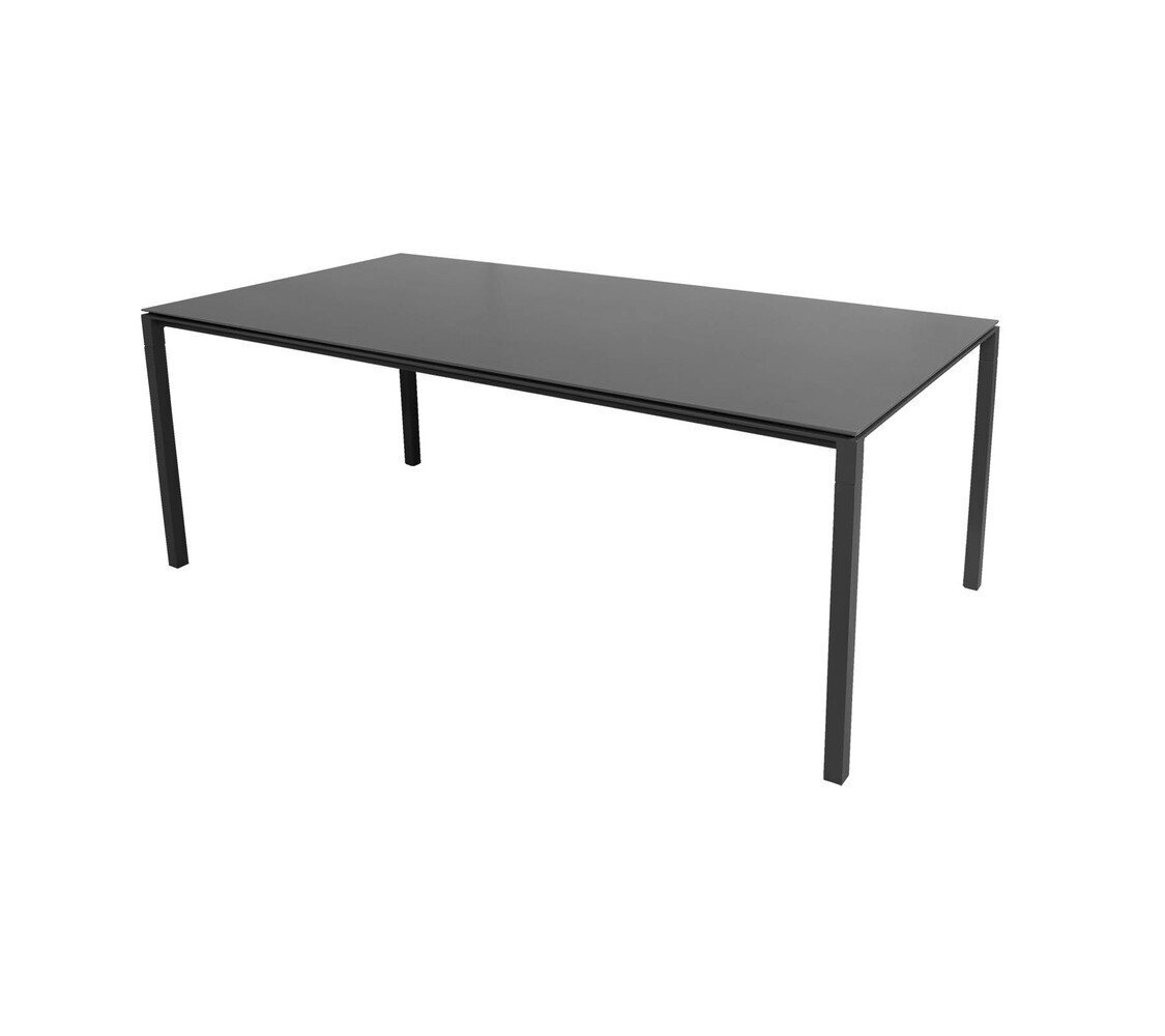 Cane-Line Pure Outdoor Tisch 200x100 cm-Aluminium, Lava grey-Ceramic, Nero