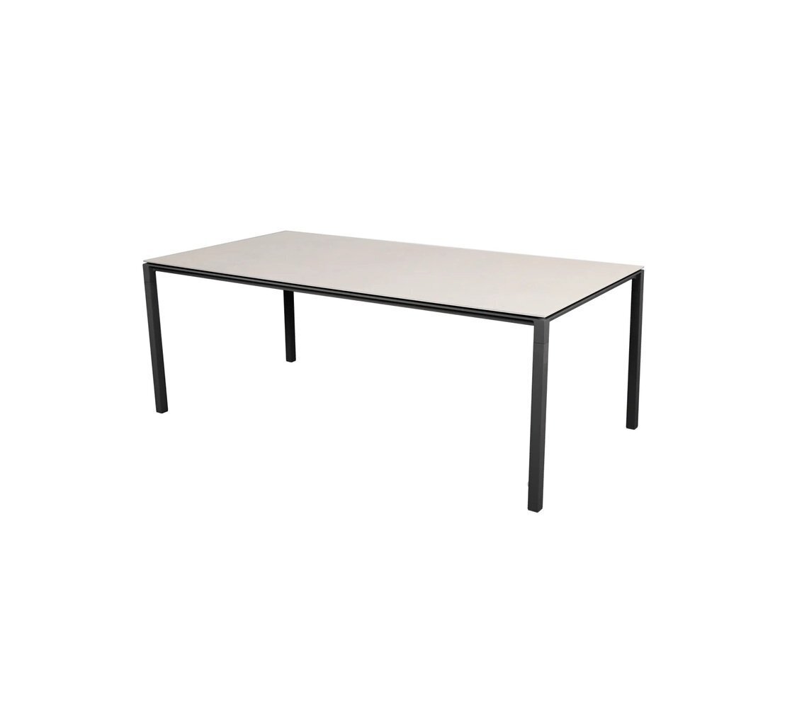 Cane-Line Pure Outdoor Tisch 200x100 cm-Aluminium, Lava grey-Ceramic, Toscana sand