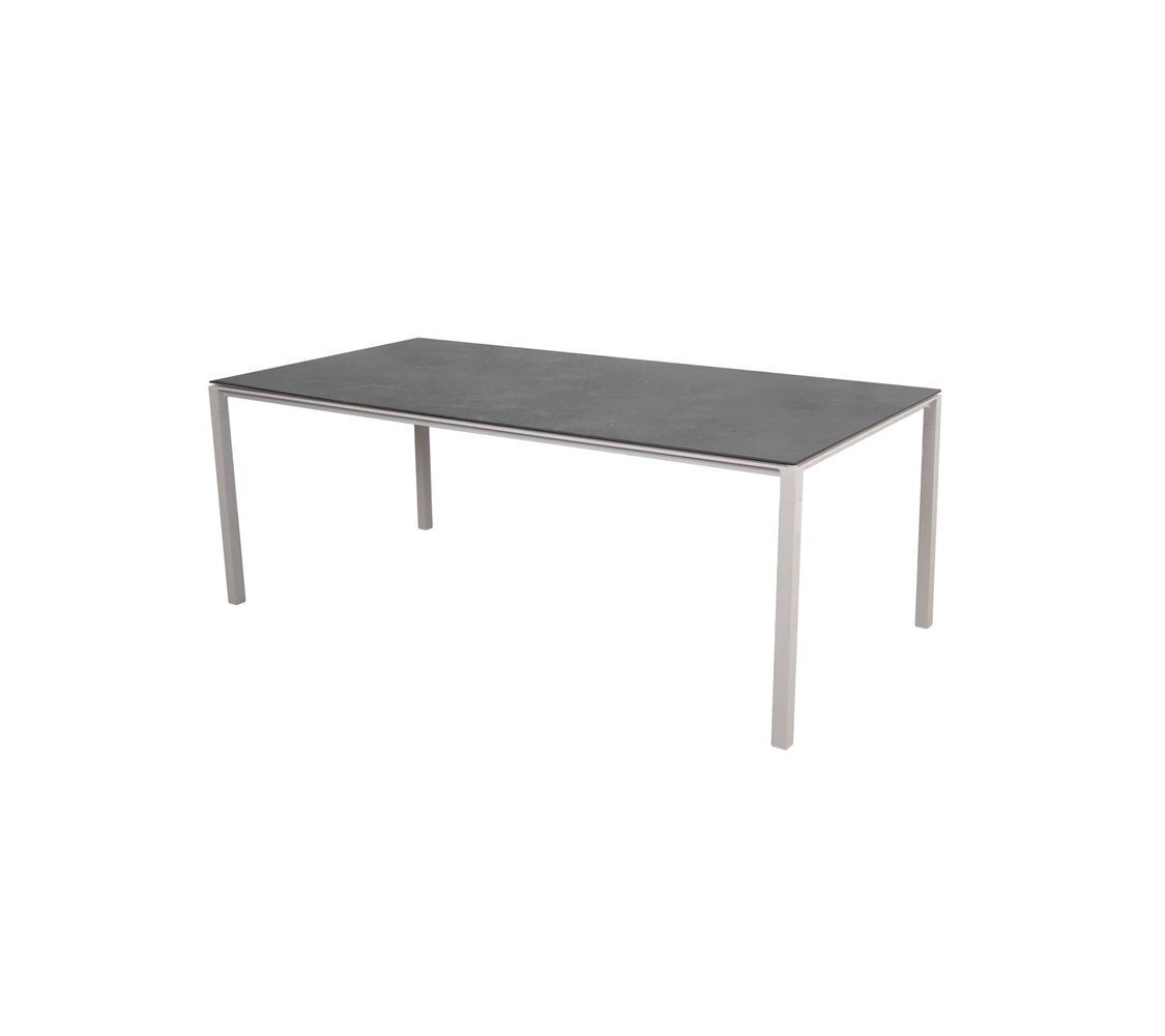 Cane-Line Pure Outdoor Tisch 200x100 cm-Aluminium, Sand-Fossil Ceramic, Black