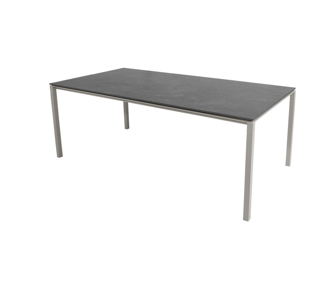 Cane-Line Pure Outdoor Tisch 200x100 cm-Aluminium, Taupe-Fossil Ceramic, Black