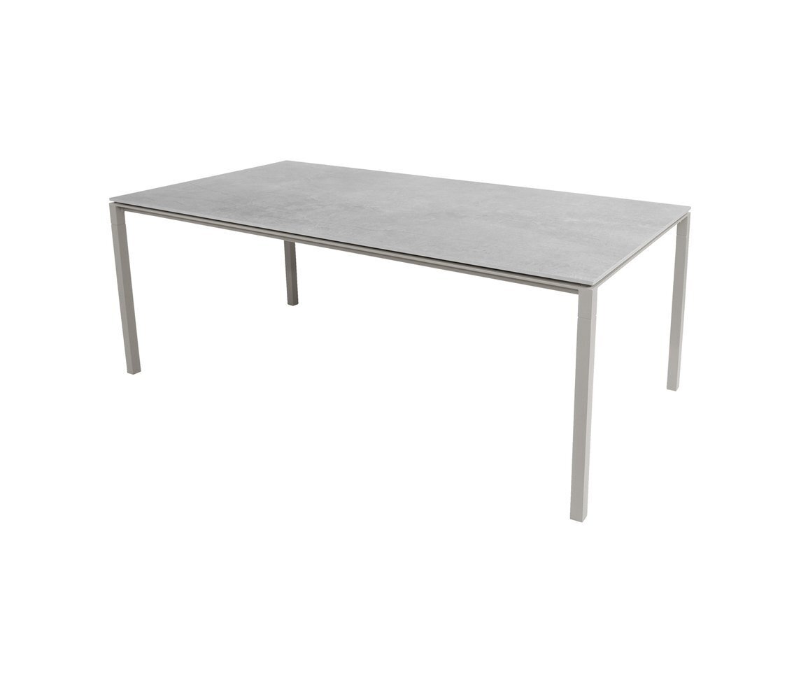Cane-Line Pure Outdoor Tisch 200x100 cm-Aluminium, Taupe-Fossil Ceramic, Grey