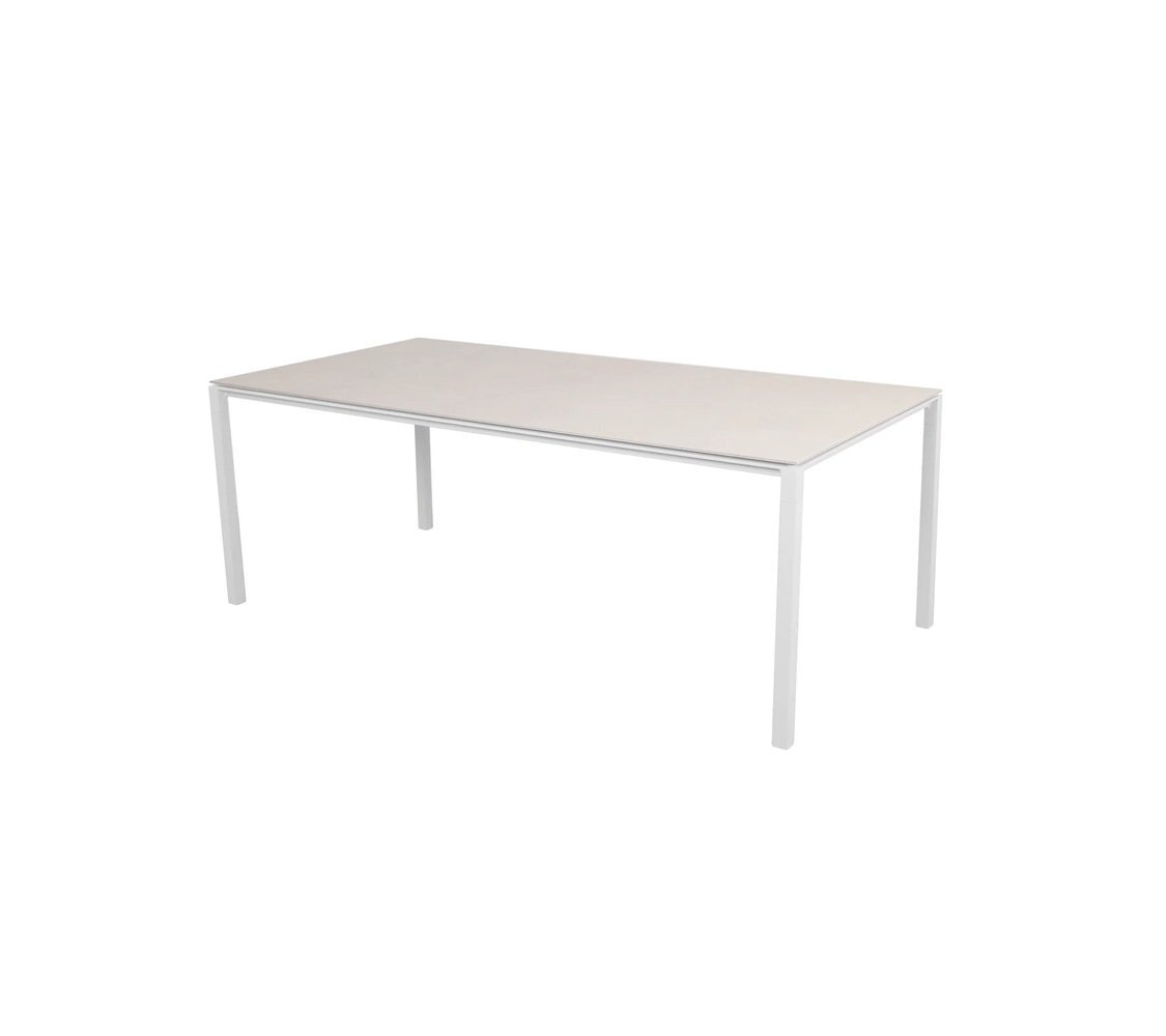 Cane-Line Pure Outdoor Tisch 200x100 cm-Aluminium, White-Ceramic, Toscana sand
