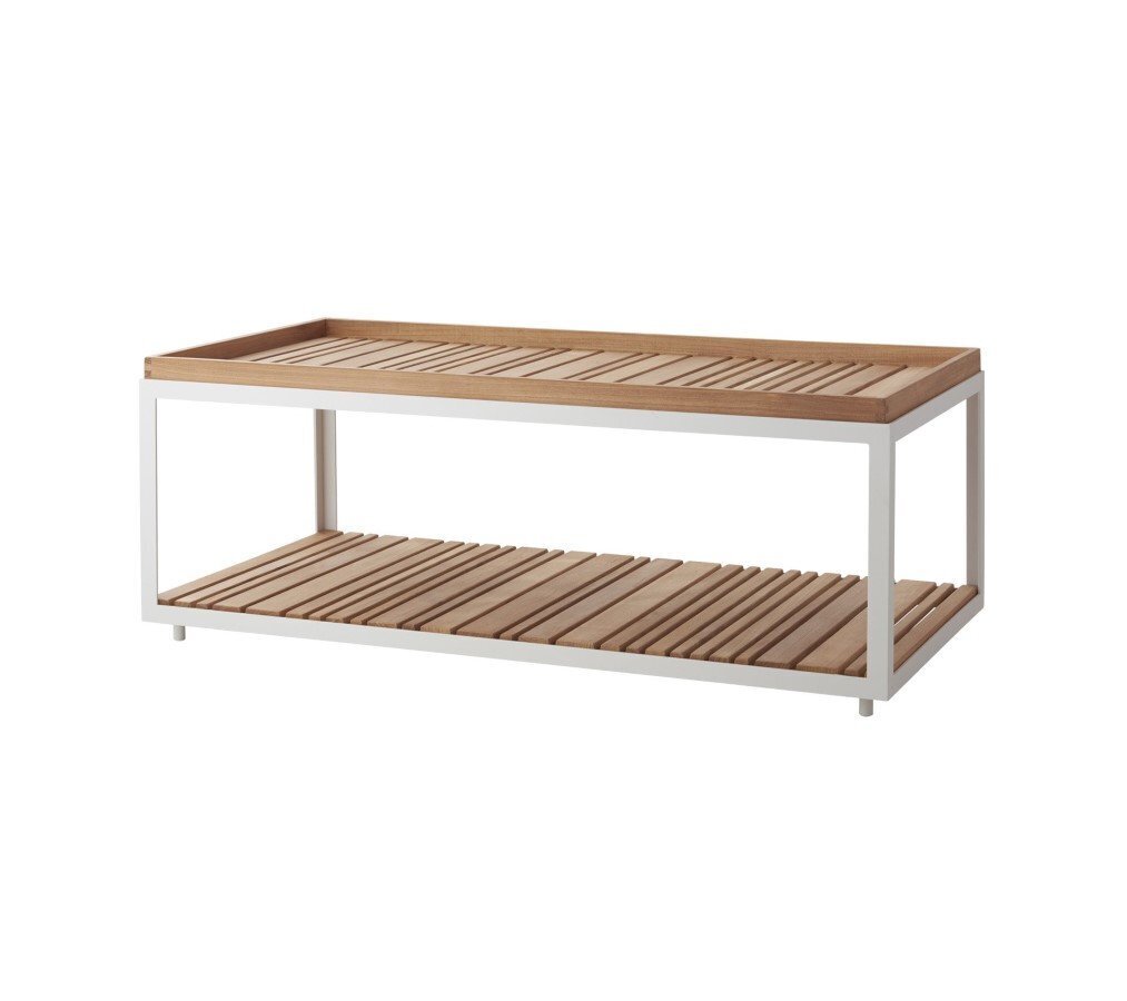 Cane-Line Level Couchtisch Rektangulär - White, Teak