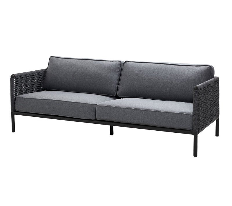Cane-line Encore 3-Sitzer Sofa Soft Rope (5570) - Lava grey