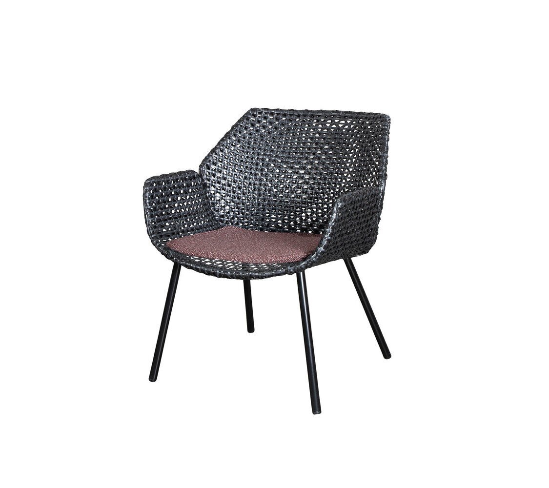 Cane-line Vibe Loungesessel (5407)-Cane-line Weave, Black/Graphite-Wove / Dark bordeaux