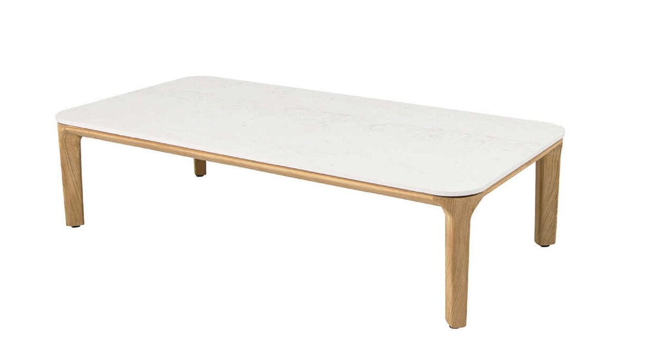 Cane-Line Aspect Coffee Table Base Rectangular (50808)-Fossil Ceramic, Travertine look