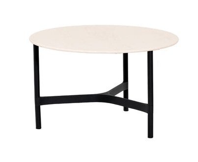 Cane-Line Twist Couchtisch, medium, Aluminium Rahmen (5011) - Lava grey, aluminium - Travertine look, ceramic