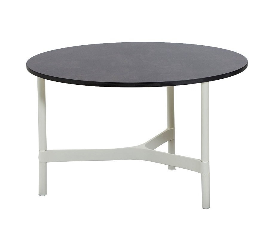 Cane-Line Twist Couchtisch, medium, Aluminium Rahmen (5011) - White, aluminium - HPL, Dark grey structure1