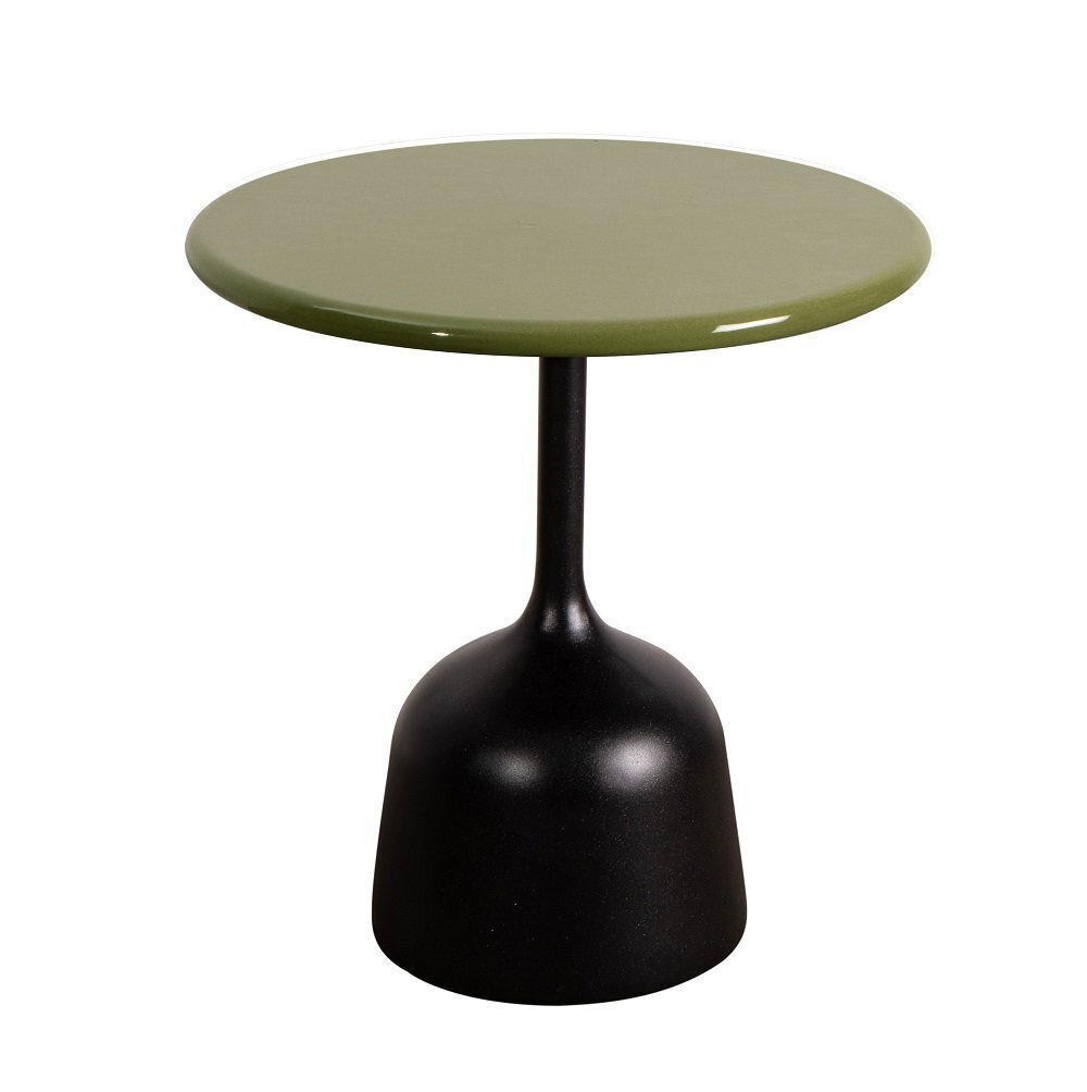 Cane-Line Glaze Couchtisch klein - Gestell mit Tischplatte ø45-Lava Grey-Green Glazed Lava Stone