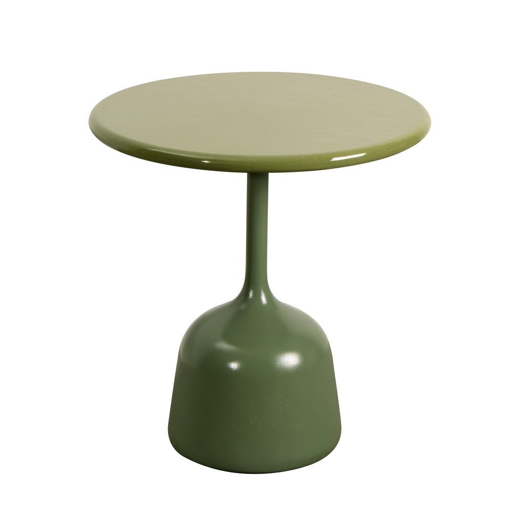 Cane-Line Glaze Couchtisch klein - Gestell mit Tischplatte ø45-Olive Green-Green Glazed Lava Stone