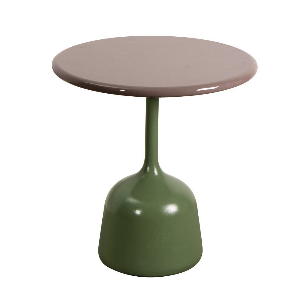 Cane-Line Glaze Couchtisch klein - Gestell mit Tischplatte ø45-Olive Green-Taupe Glazed Lava Stone