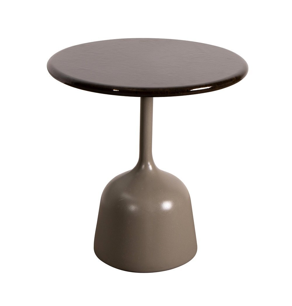 Cane-Line Glaze Couchtisch klein - Gestell mit Tischplatte ø45-Taupe-Black Glazed Lava Stone