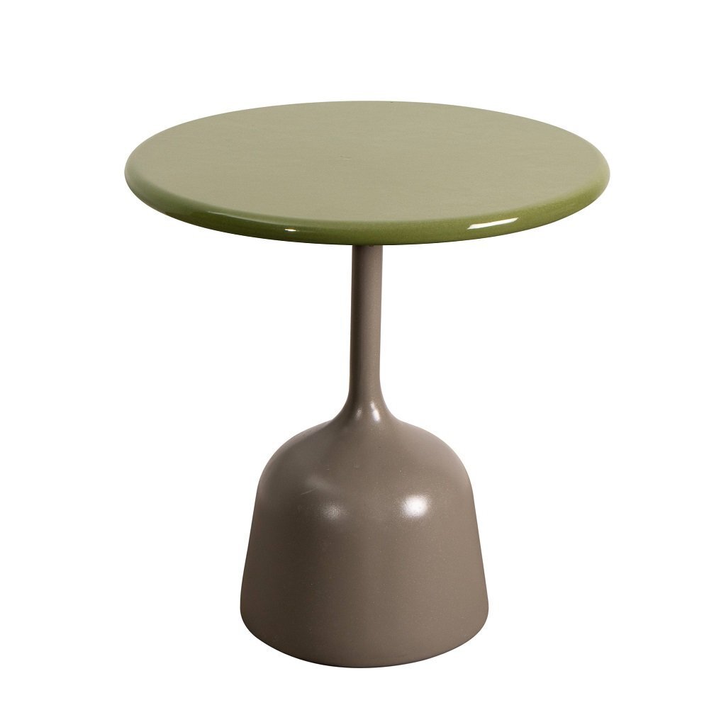 Cane-Line Glaze Couchtisch klein - Gestell mit Tischplatte ø45-Taupe-Green Glazed Lava Stone