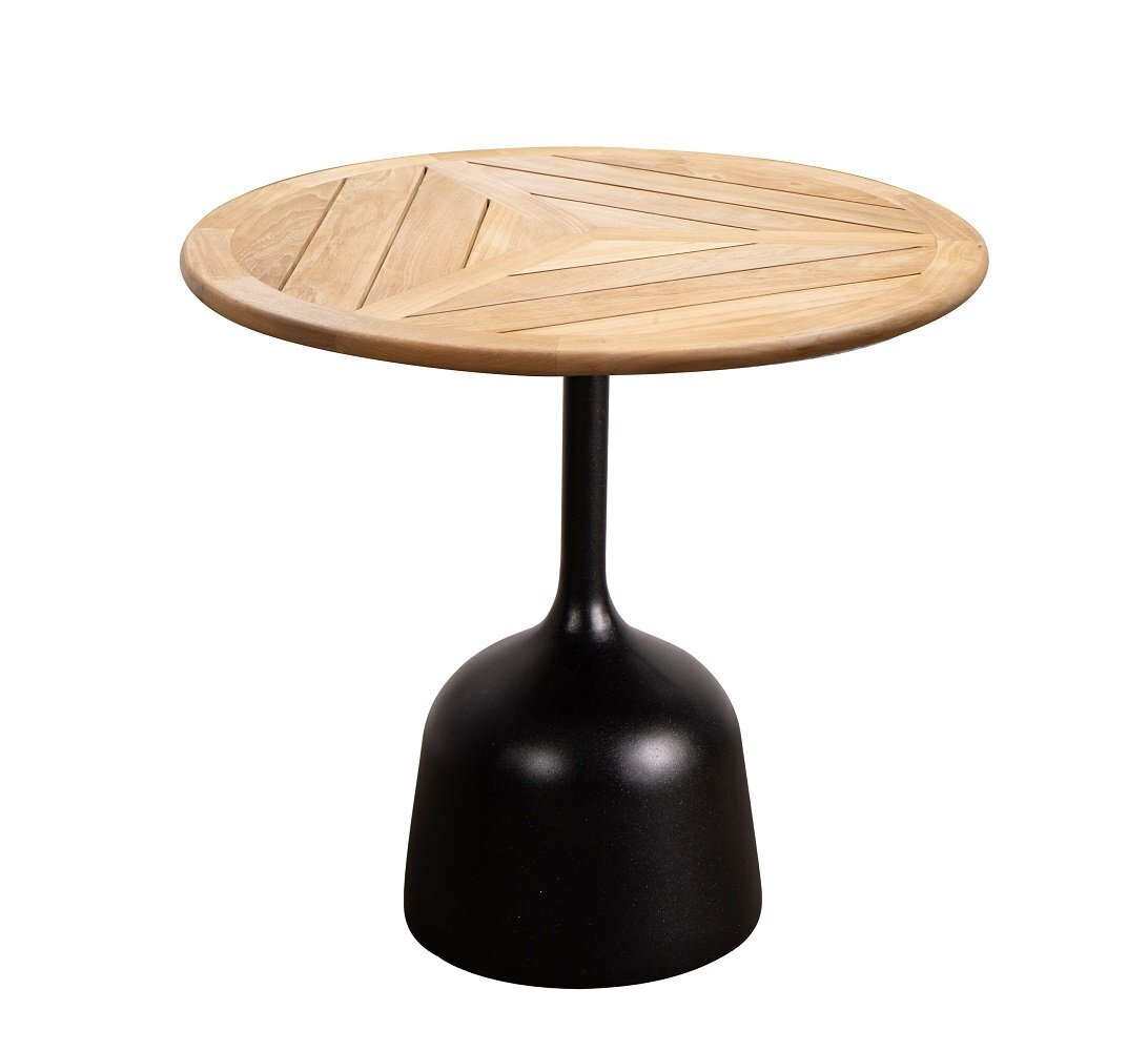 Cane-Line Glaze Couchtisch klein - Gestell mit Tischplatte ø45-Lava Grey-Teak, Geometric