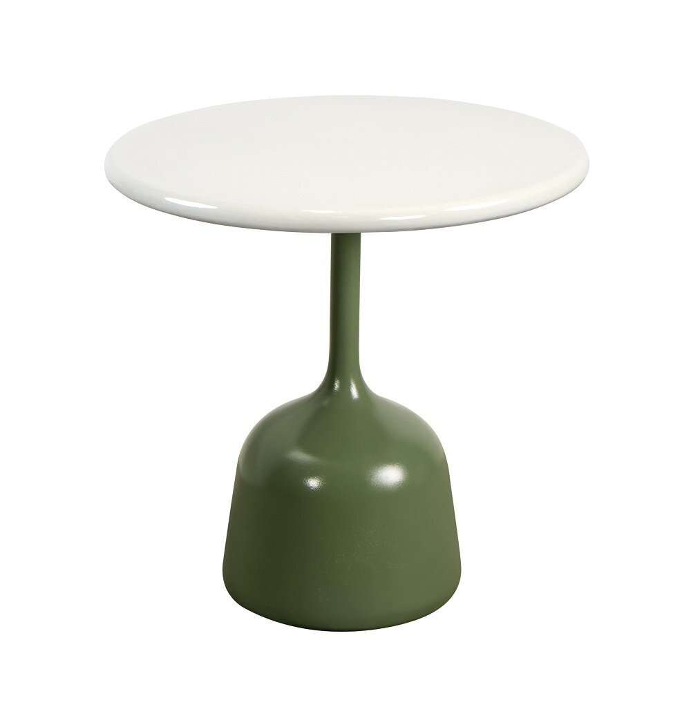 Cane-Line Glaze Couchtisch klein - Gestell mit Tischplatte ø45-Olive Green-Sand Glazed Lava Stone