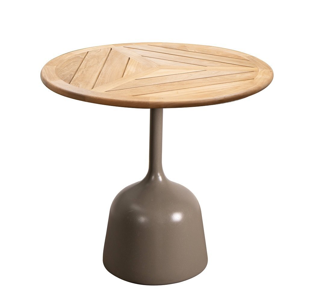 Cane-Line Glaze Couchtisch klein - Gestell mit Tischplatte ø45-Taupe-Teak, Geometric