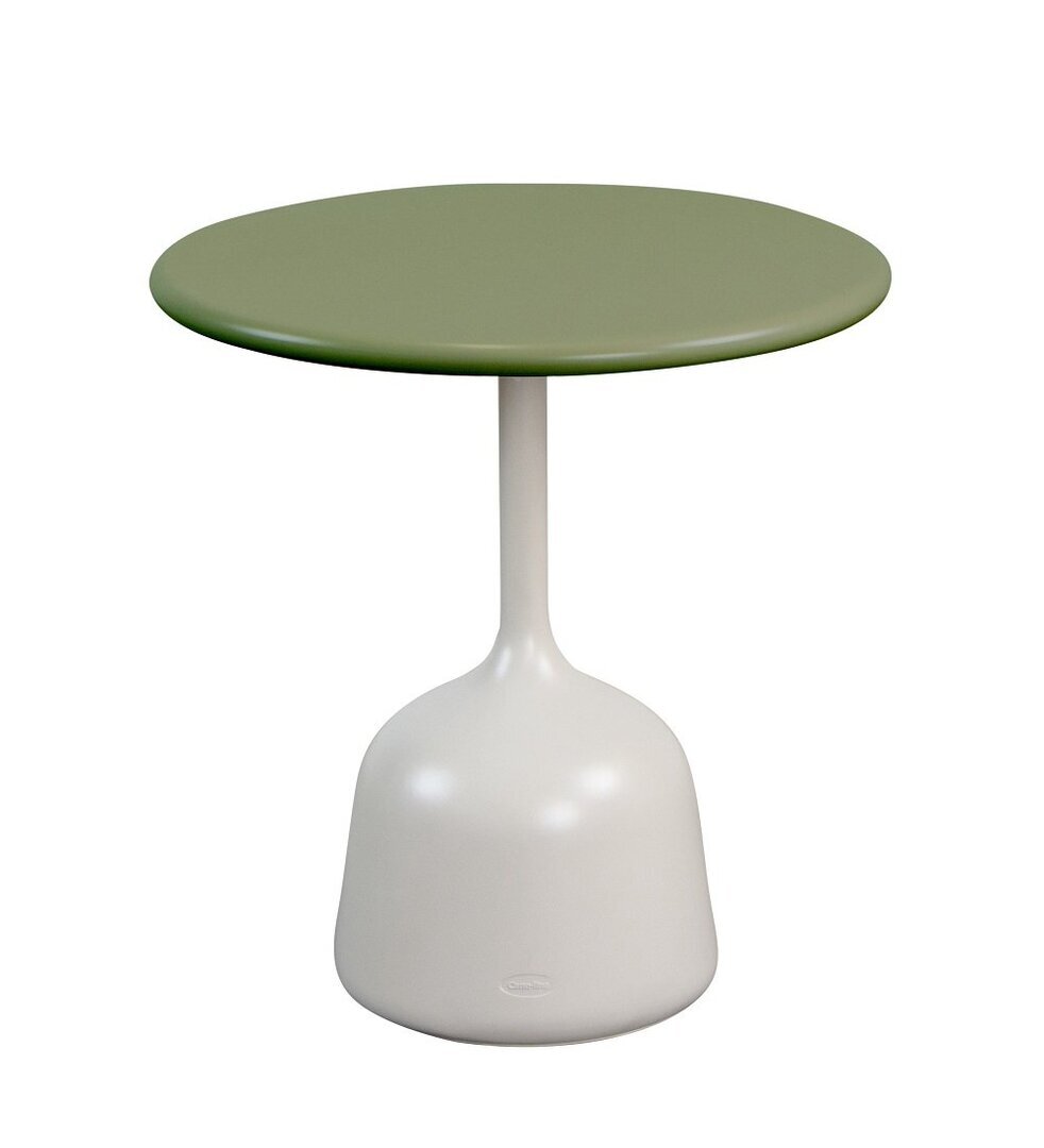 Cane-Line Glaze Couchtisch klein - Gestell mit Tischplatte ø45-Sand-Olive green, Aluminium
