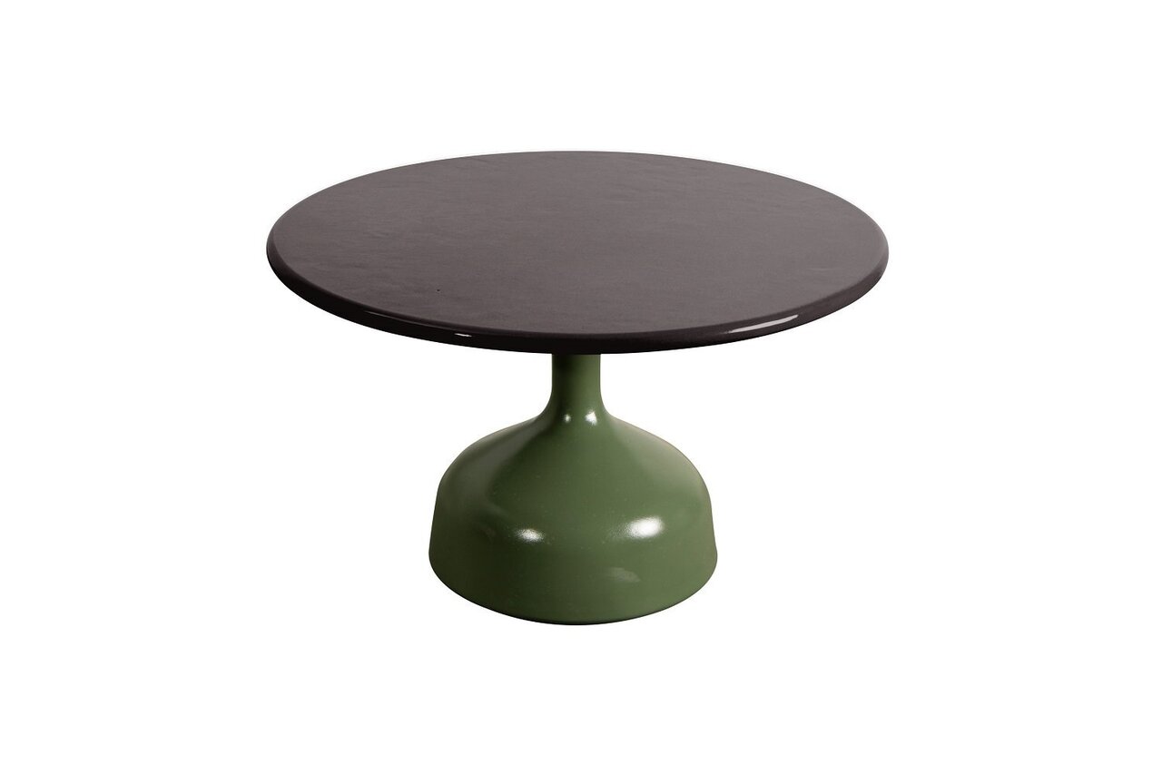 Cane-Line Glaze Couchtisch groß - Gestell mit Tischplatte ø70-Olive Green-Black Glazed Lava Stone