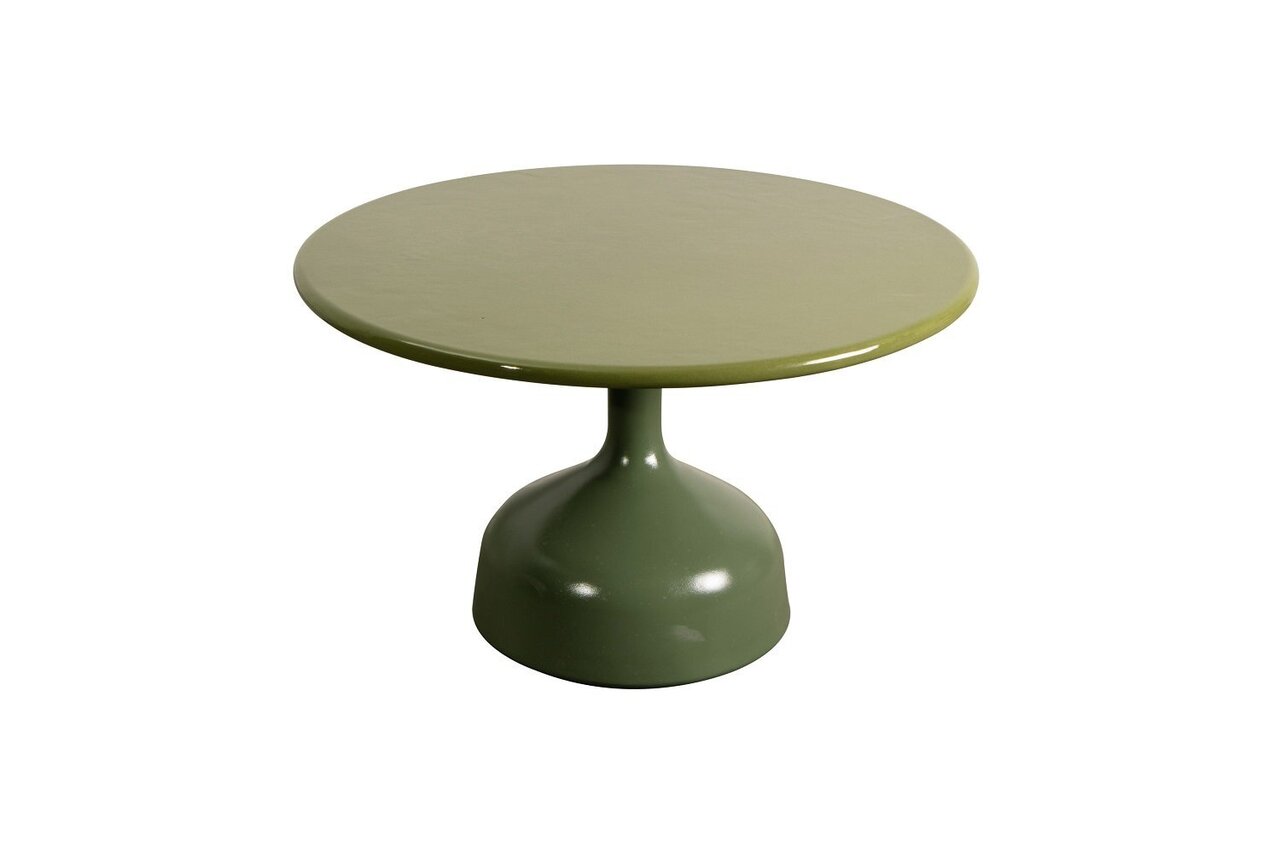 Cane-Line Glaze Couchtisch groß - Gestell mit Tischplatte ø70-Olive Green-Green Glazed Lava Stone