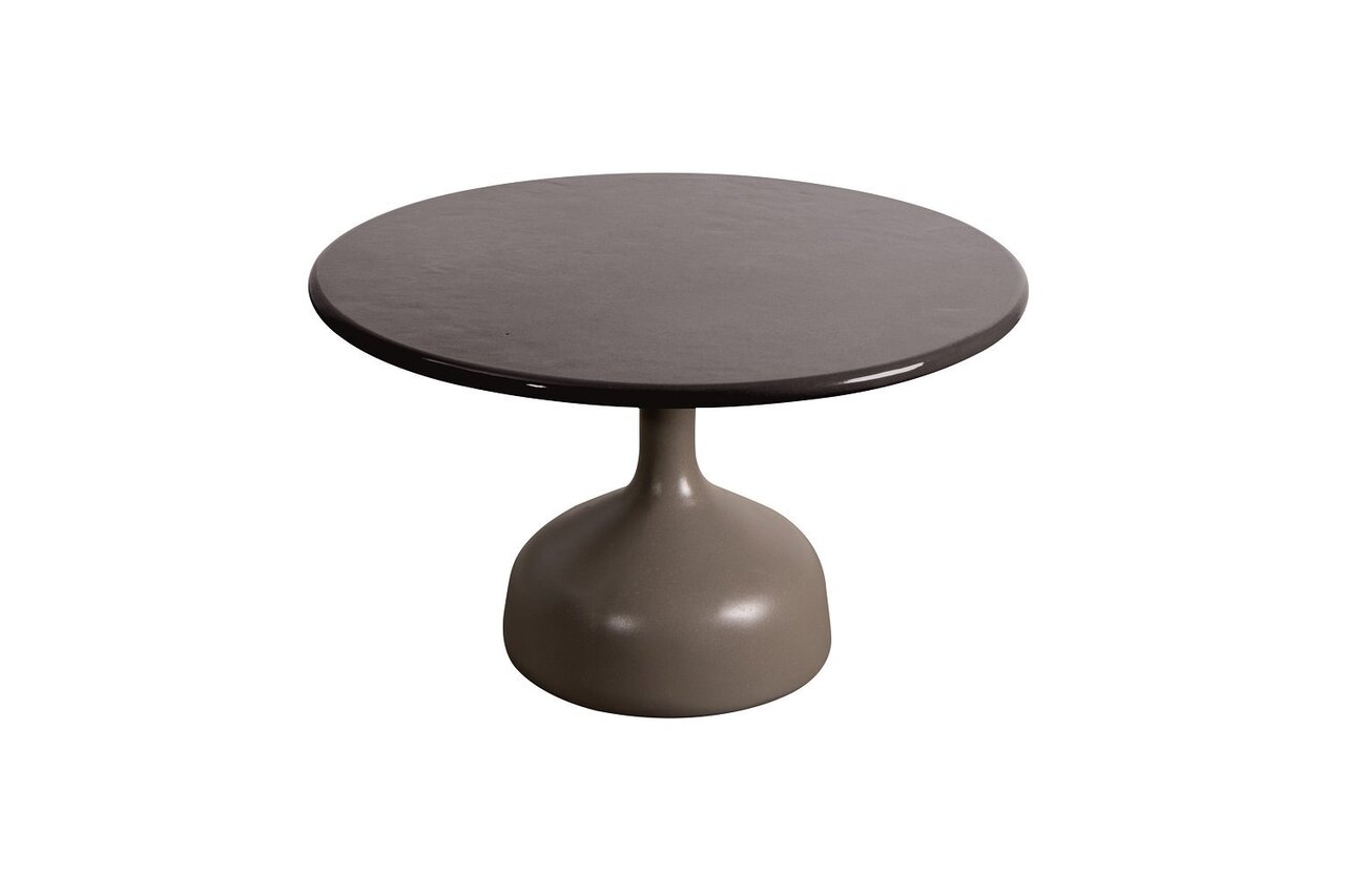 Cane-Line Glaze Couchtisch groß - Gestell mit Tischplatte ø70-Taupe-Black Glazed Lava Stone