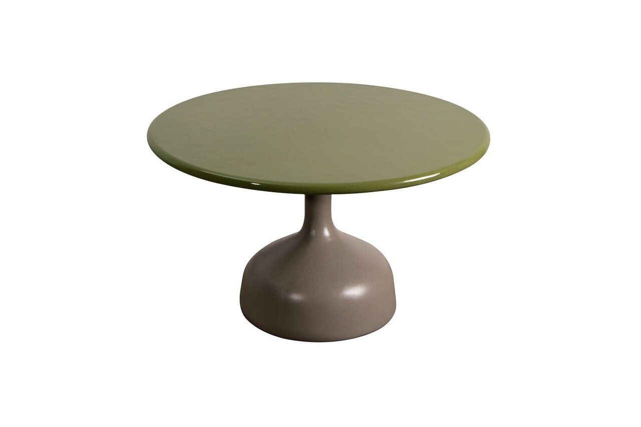 Cane-Line Glaze Couchtisch groß - Gestell mit Tischplatte ø70-Taupe-Green Glazed Lava Stone
