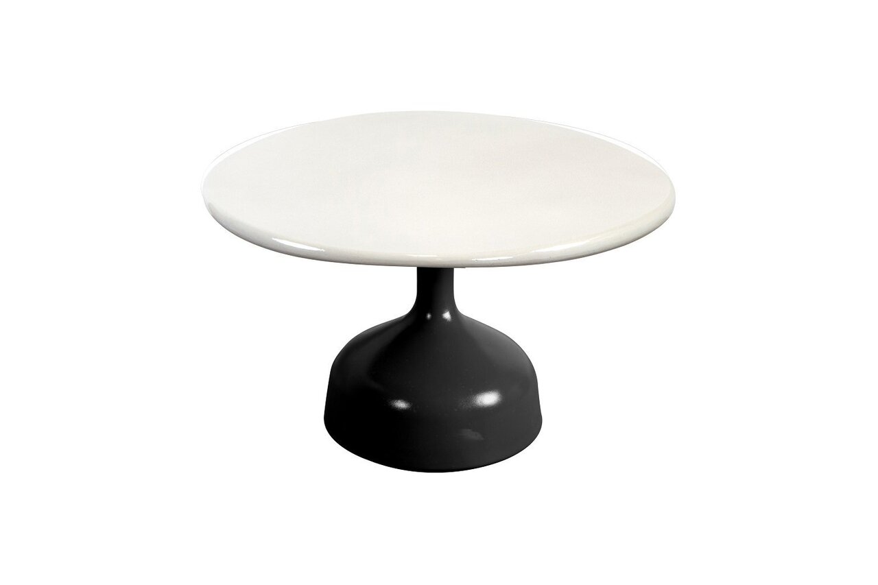 Cane-Line Glaze Couchtisch groß - Gestell mit Tischplatte ø70-Lava Grey-Sand Glazed Lava Stone