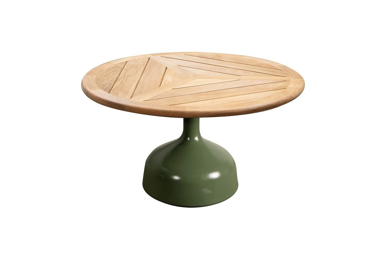 Cane-Line Glaze Couchtisch groß - Gestell mit Tischplatte ø70-Olive Green-Teak, Geometric