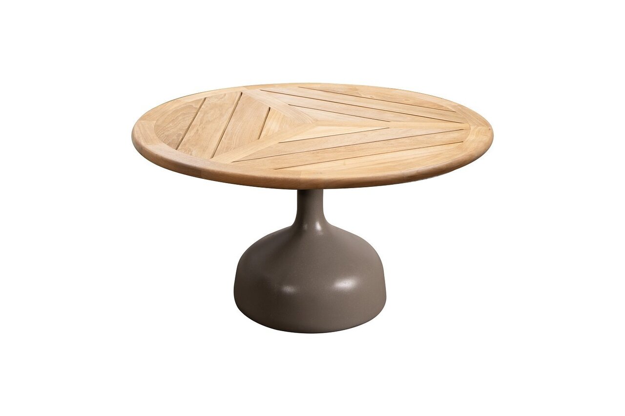 Cane-Line Glaze Couchtisch groß - Gestell mit Tischplatte ø70-Taupe-Teak, Geometric
