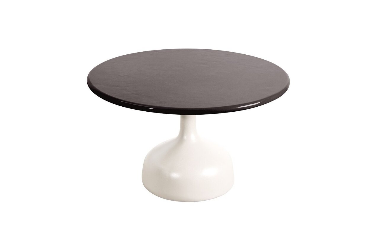 Cane-Line Glaze Couchtisch groß - Gestell mit Tischplatte ø70-Sand-Black Glazed Lava Stone
