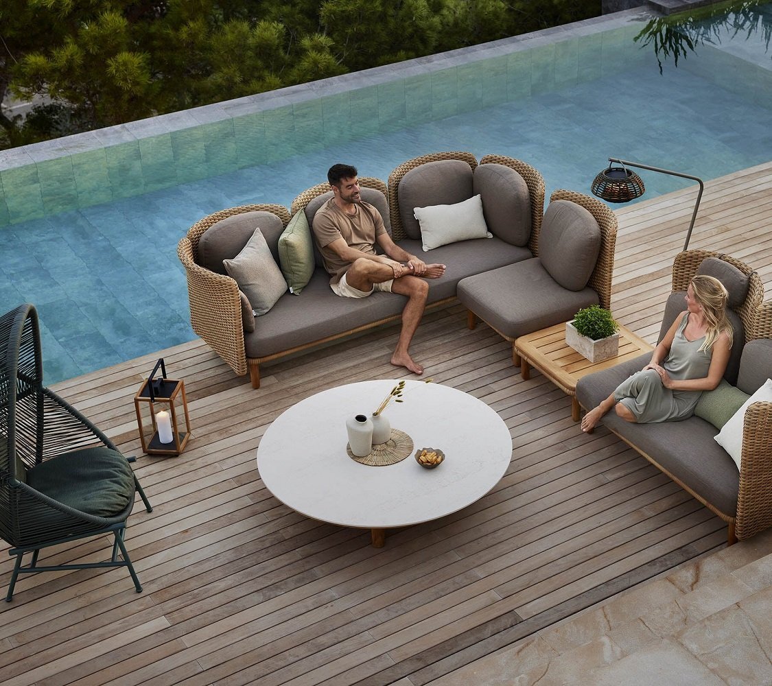 Cane-Line Arch-Couchtisch Mit Teak-Tischplatte