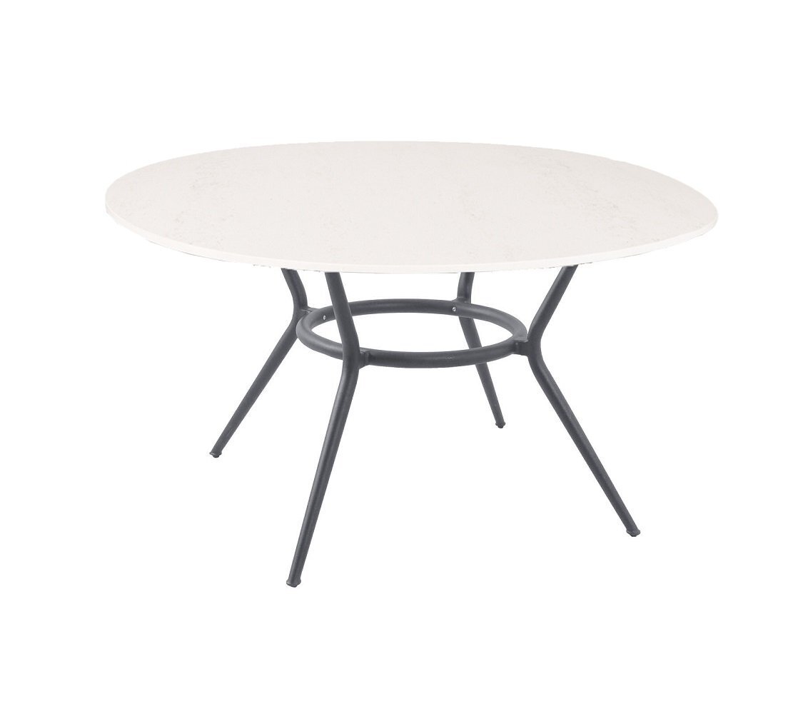 Cane-line Joy Tisch Dia. 144 cm (50202)-Light grey, aluminium-Travertine look, ceramic