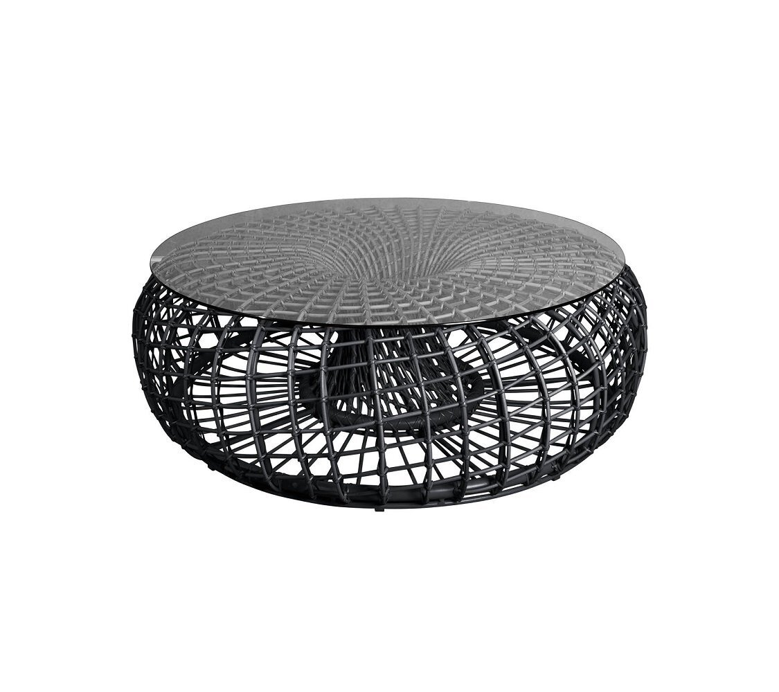 Cane-Line Nest Hocker Gross-Aluminium w/Cane-line Weave, Lava grey-Clear, safety glass
