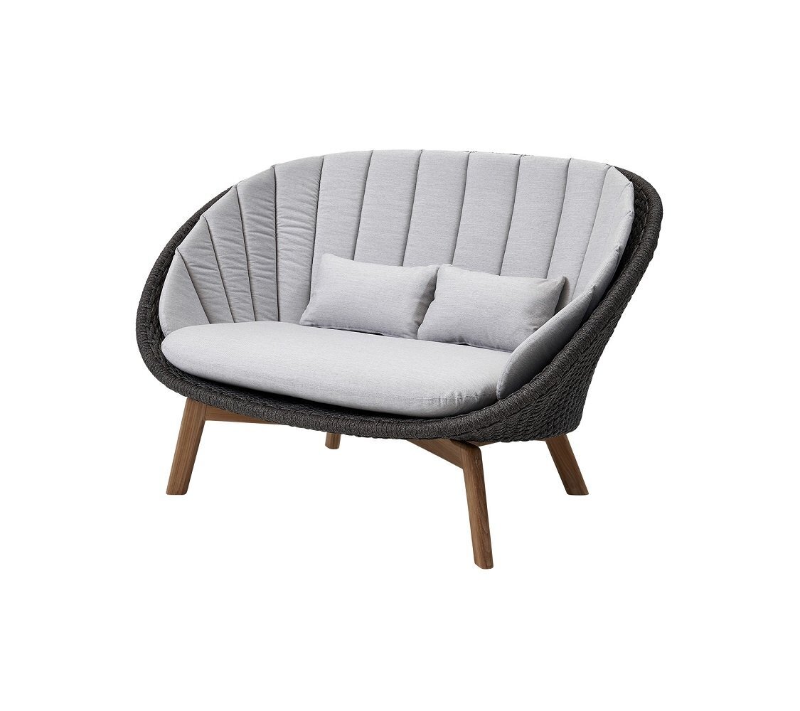 Cane-line Peacock 2-Sitzer sofa, Cane-line Soft Rope (5558)-Cane-line Soft Rope m/Teak, Dark Grey-Cane-line Natté, Light Grey