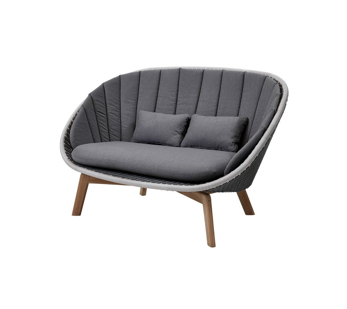 Cane-line Peacock 2-Sitzer sofa, Cane-line Soft Rope (5558)-Cane-line Weave, Grey/light grey-Cane-line Natté, Grey