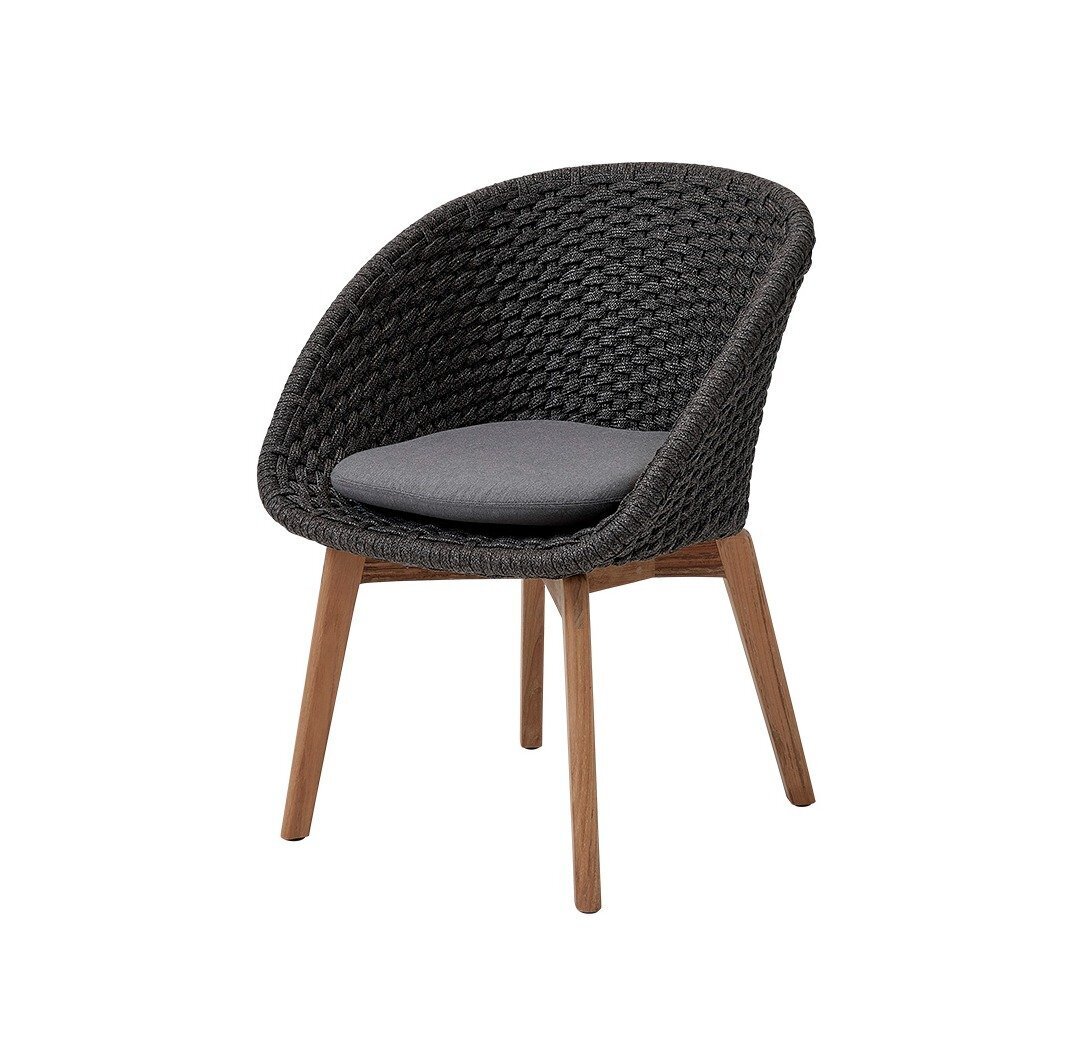 Cane-Line Soft Rope Peacock Stuhl (5454)-Cane-line Soft Rope, Dark grey, teak legs-Cane-line Natté, Grey